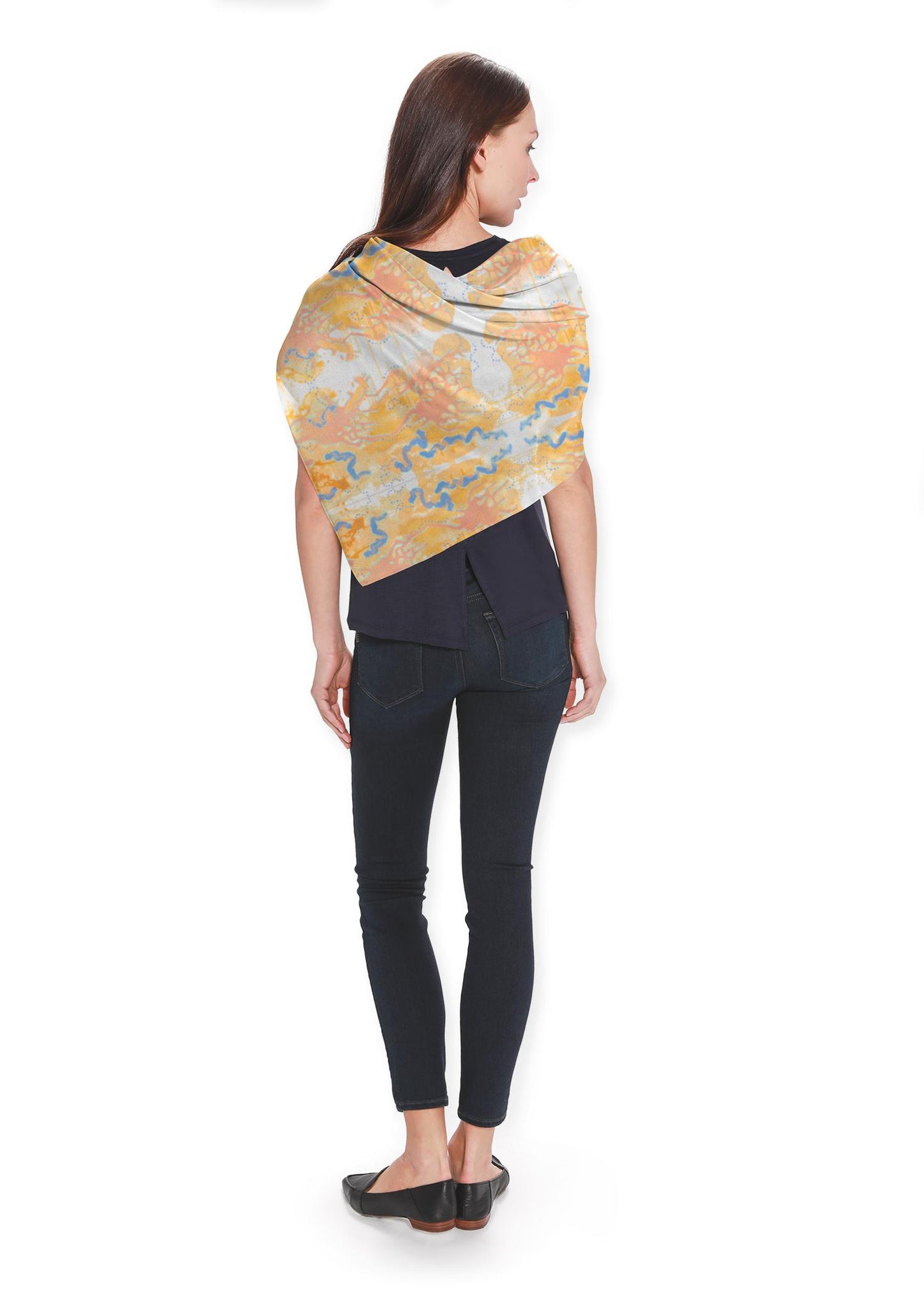 Silk Square Scarf - 36 inch - Fine Art - "Osaka"