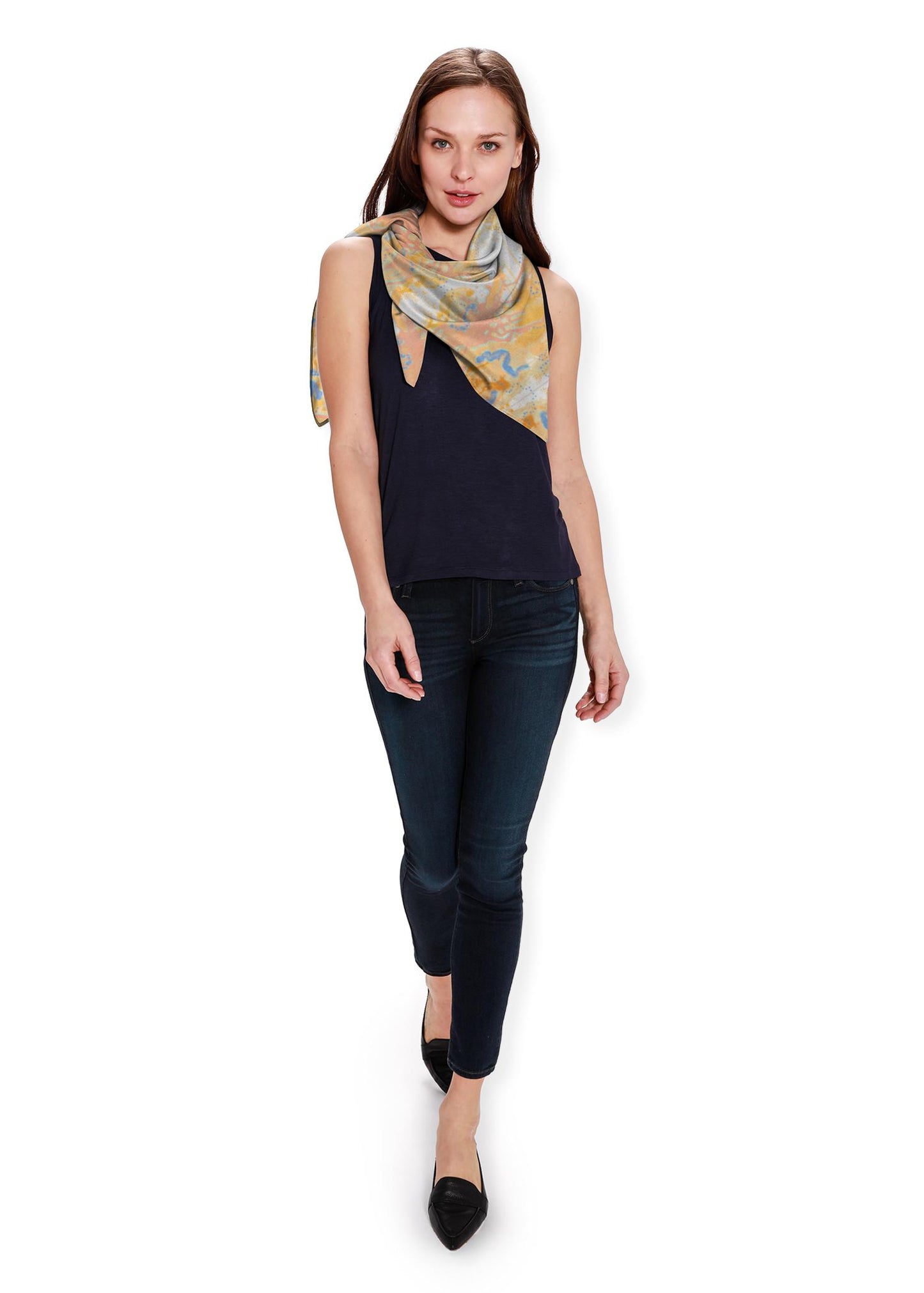 Silk Square Scarf - 36 inch - Fine Art - "Osaka"