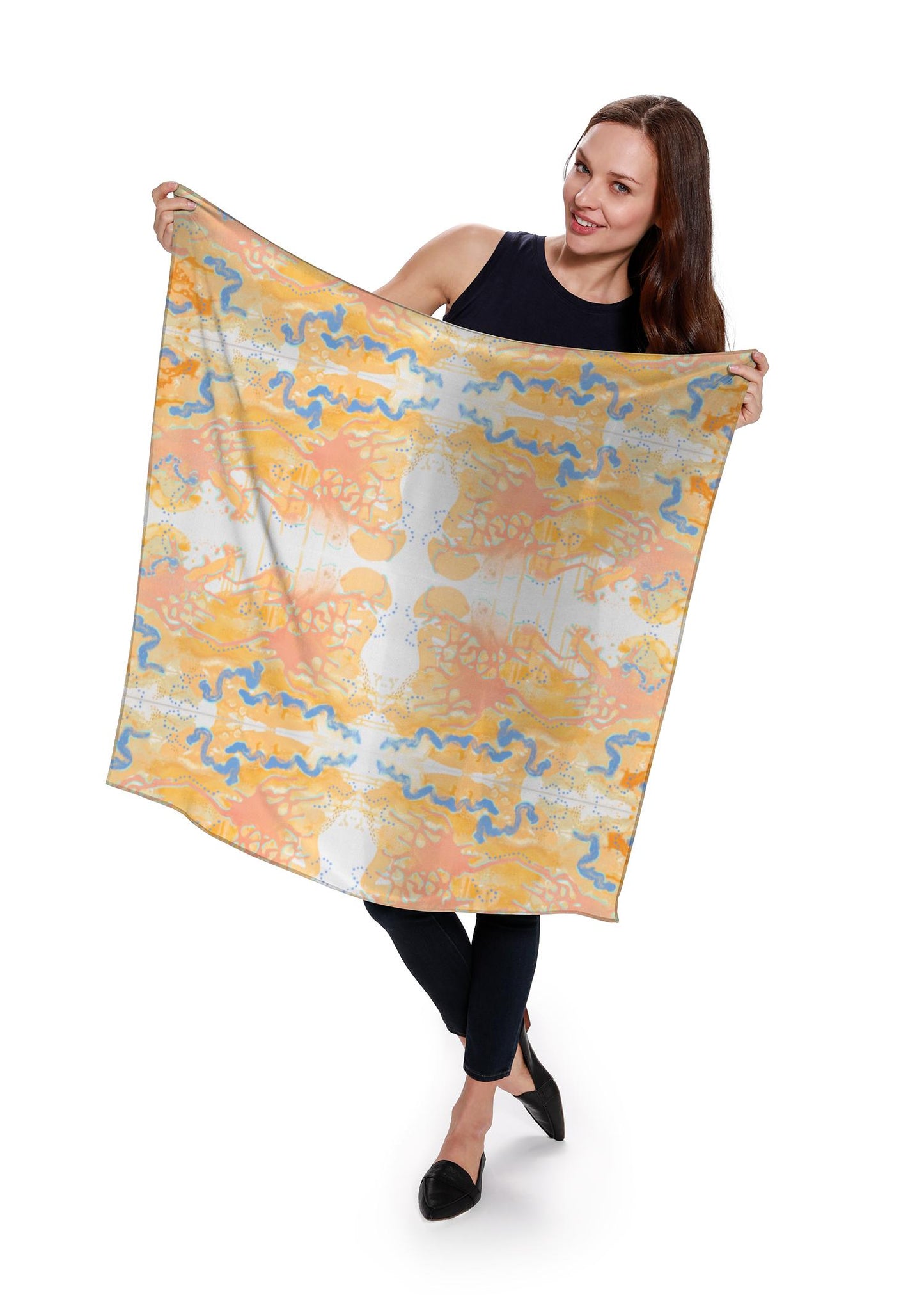 Silk Square Scarf - 36 inch - Fine Art - "Osaka"