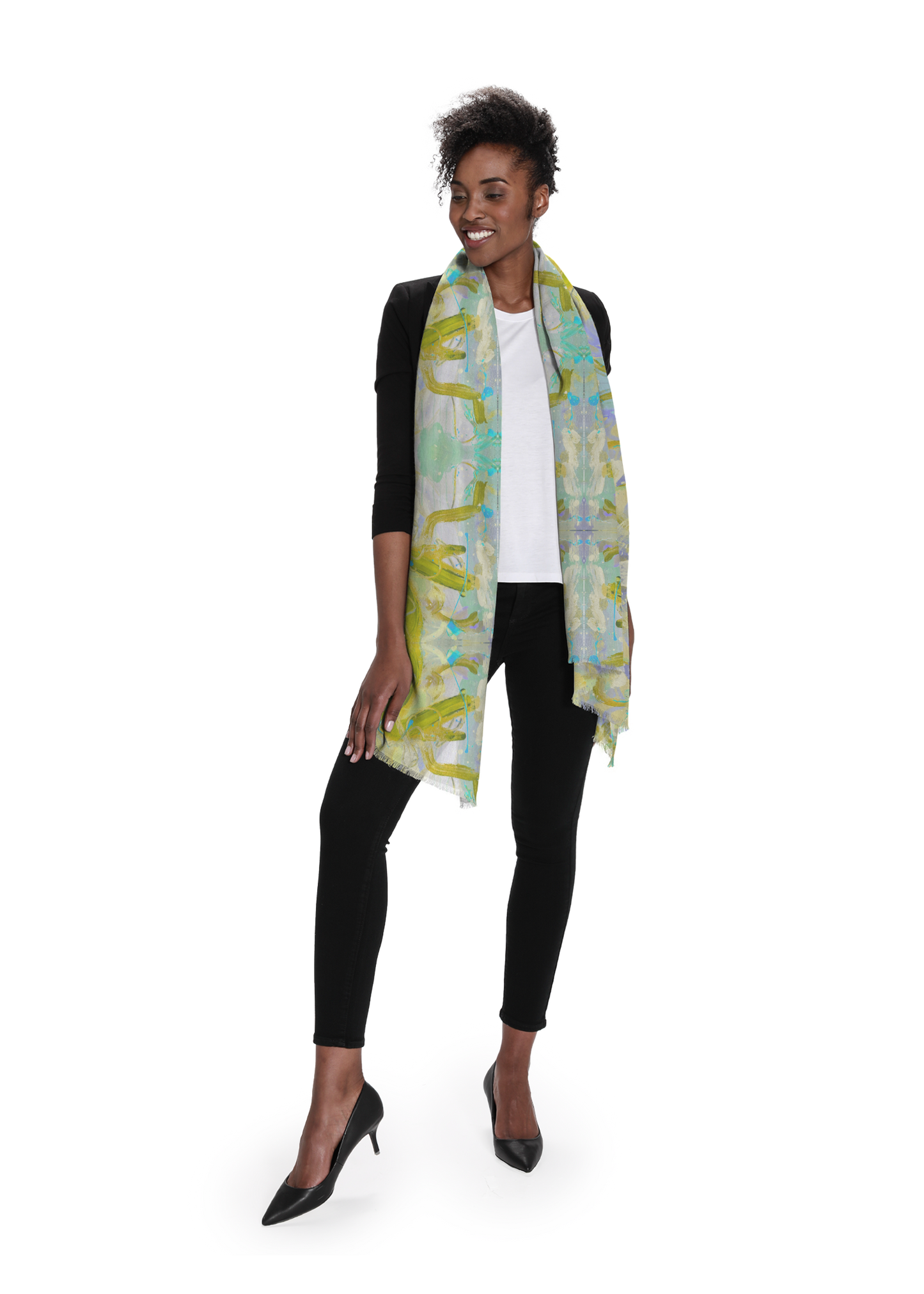 Long Cashmere Scare - Fine Art - in Lime "Free Flow"