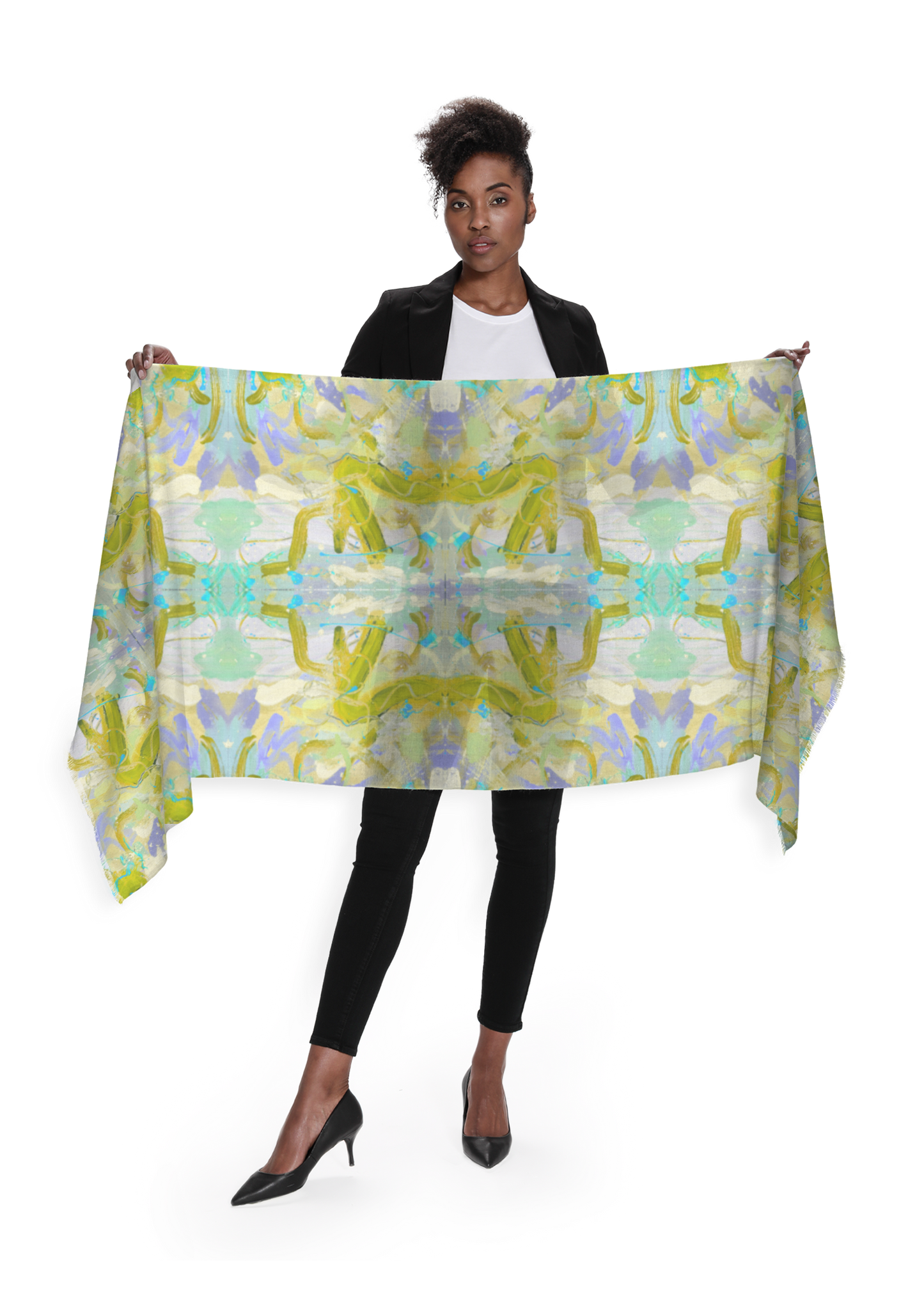 Long Cashmere Scare - Fine Art - in Lime "Free Flow"