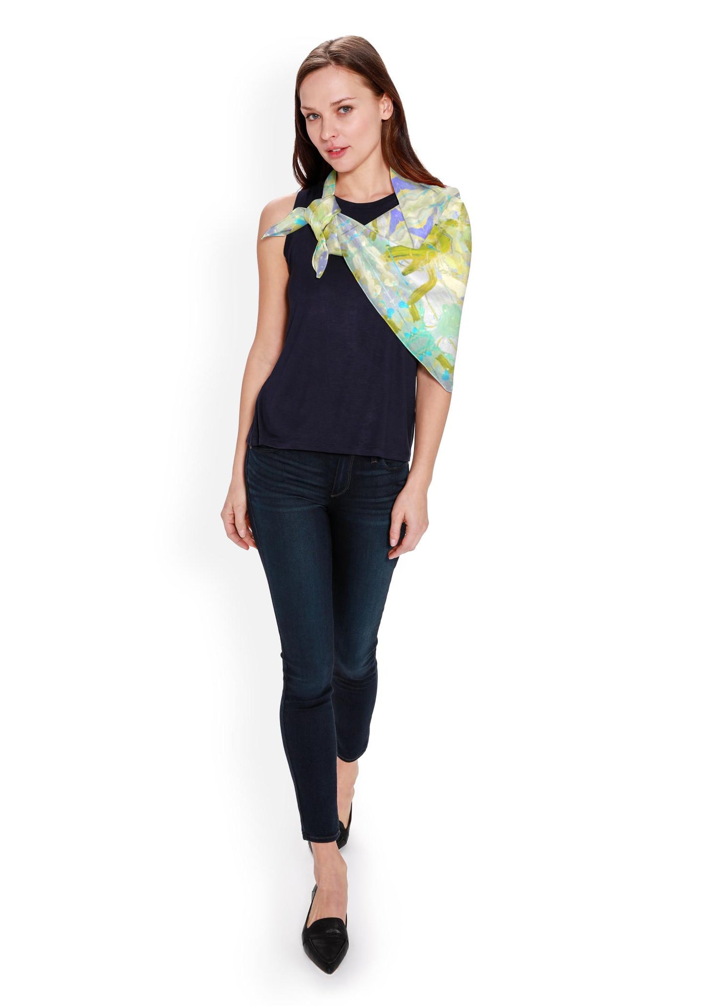 Silk Square Scarf - 36 inch - Lime "Free Flow"