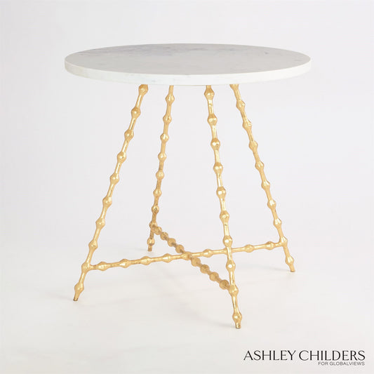Elder End Table in Gold & Marble