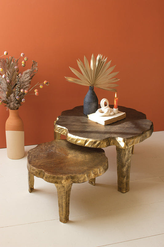 Nesting Tables Set in Antique Brass Finish