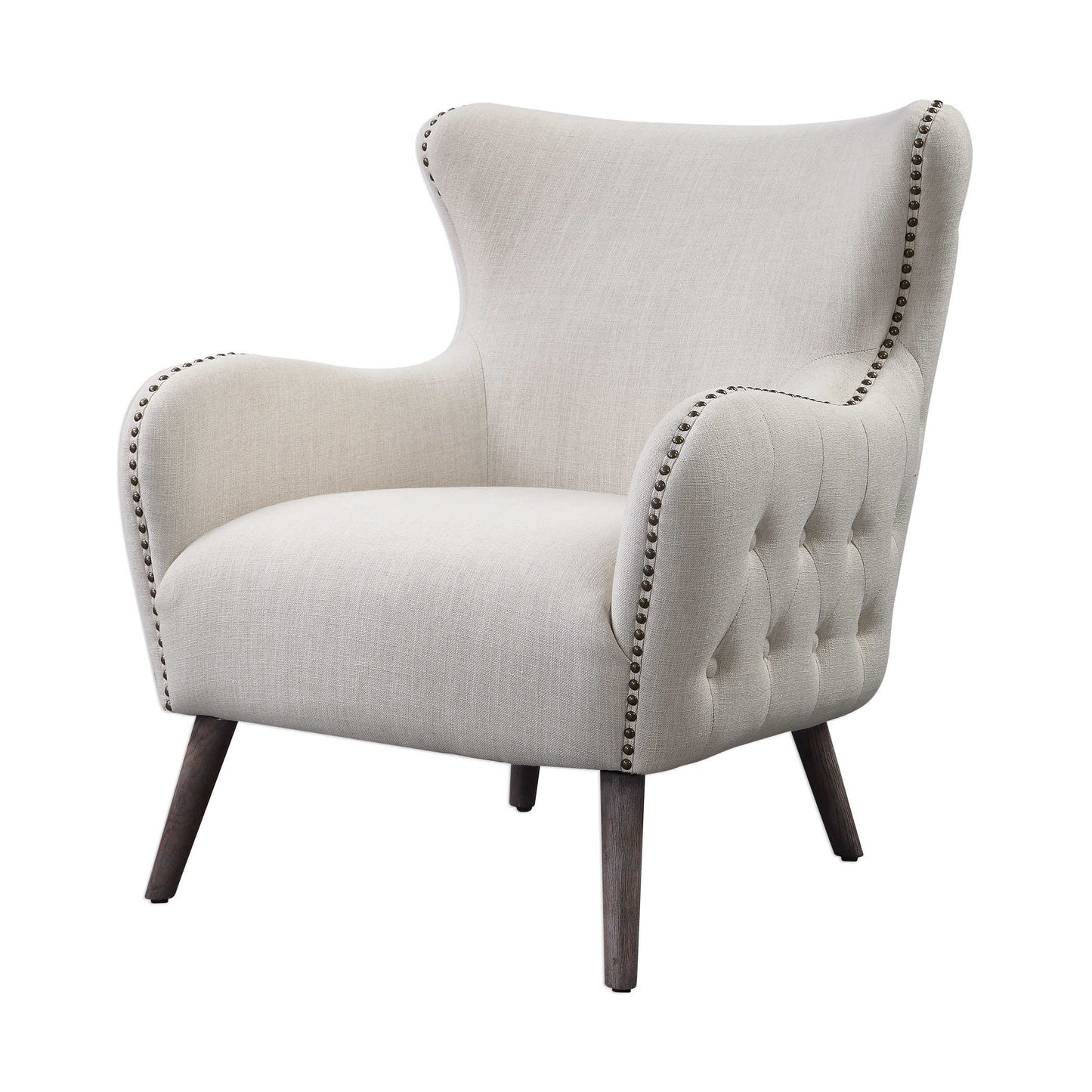 Curved Accent Chair with Nailheads